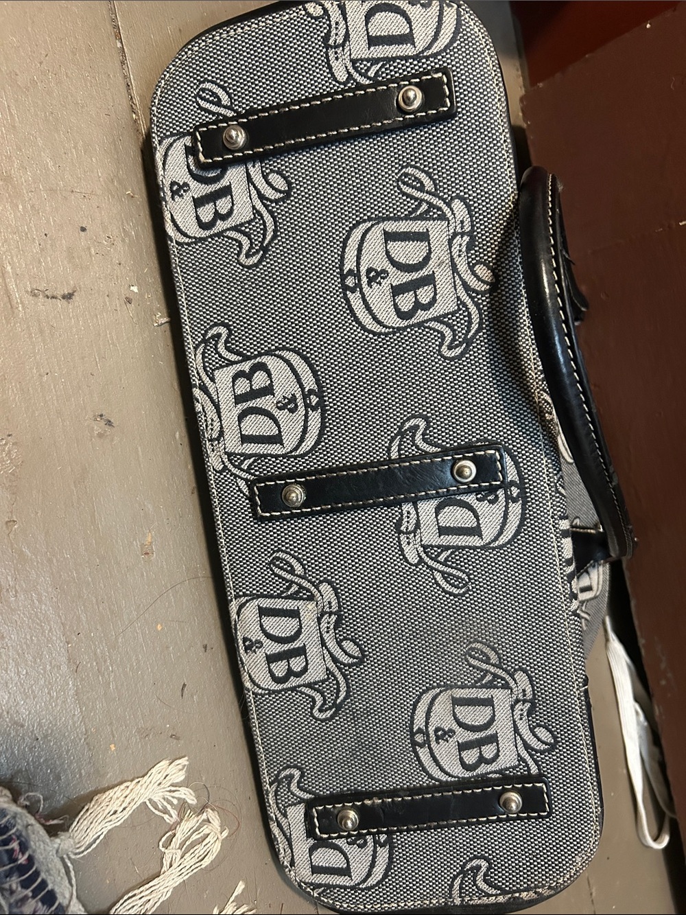Dooney & Bourke Gray and Black Monogram Canvas Satchel - Picture 6 of 6